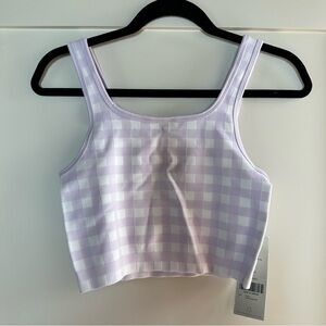 Sweaty Betty Lavender Checkered Seamless Crop Top